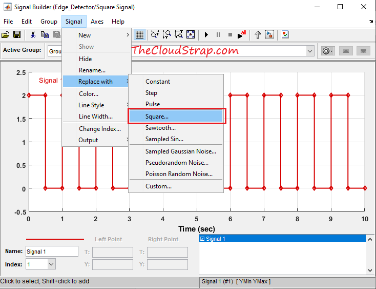 How to set Square Input Signal