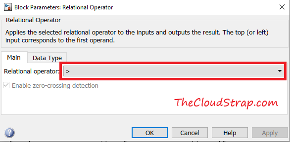 Relational Operator setting