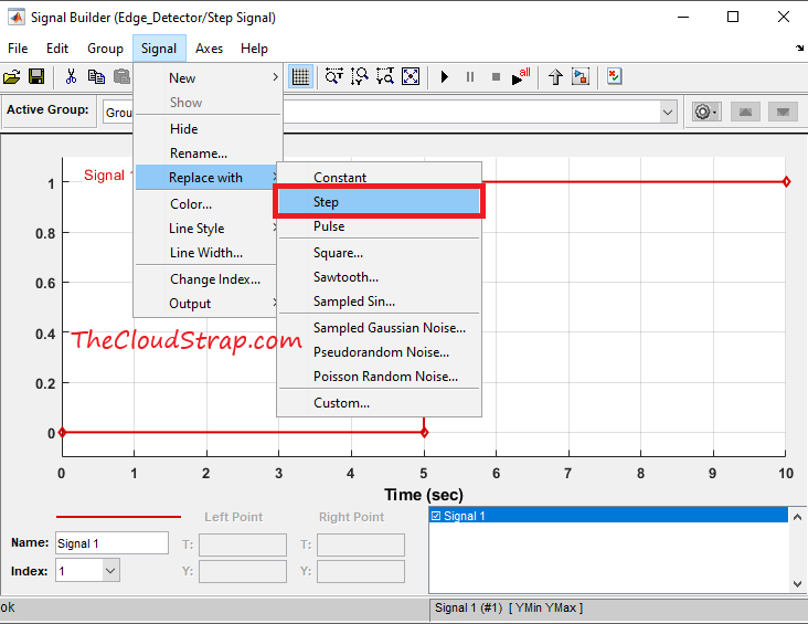 How to set Step Input Signal