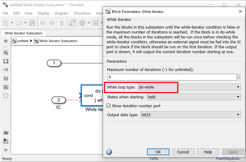 Do while loop in simulink