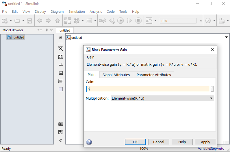 Simulink Gain Block