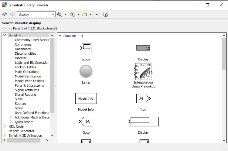 Simulink Model - Display Block