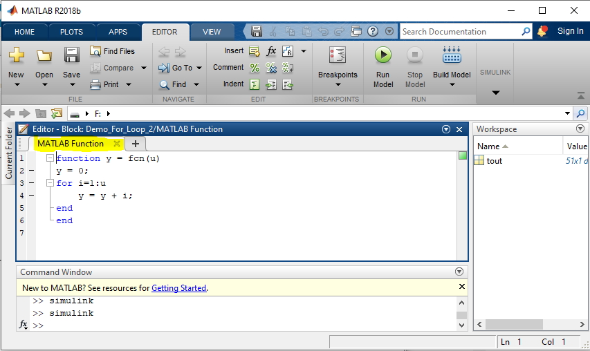 Simulink Tutorial Series - 4; For loop in Simulink; For Loop in Simulink Model; Matlab Function