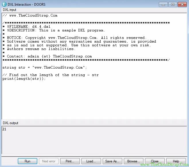 4.4 DOORS DXL Tutorial Output