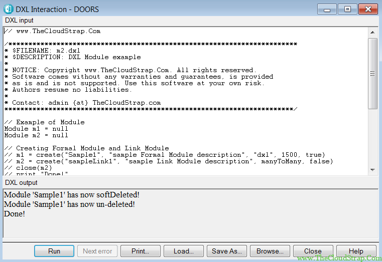 DOORS DXL Module Operation » TheCloudStrap