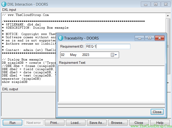 Doors Language DOORS DXL Dialog Box » TheCloudStrap