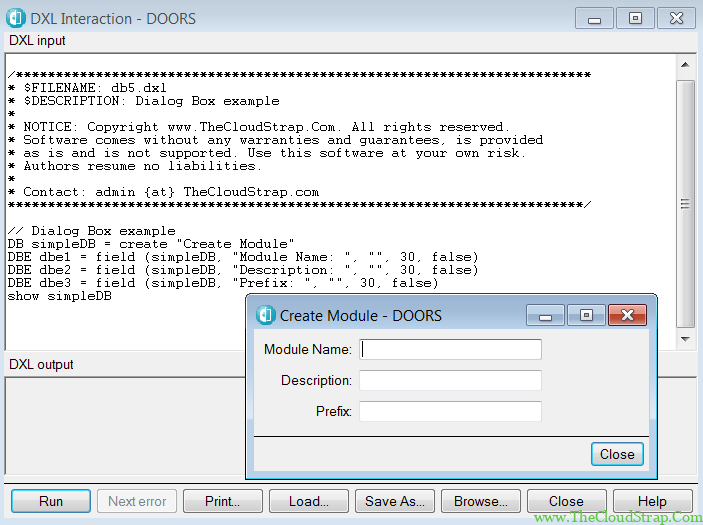 Dx Dialog Window DOORS DXL Dialog Box » TheCloudStrap